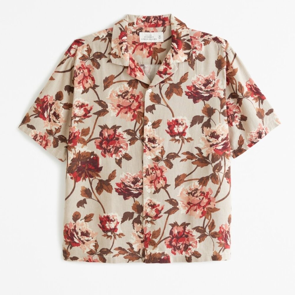 Abercrombie Camp Collar Summer Linen-Blend Shirt
